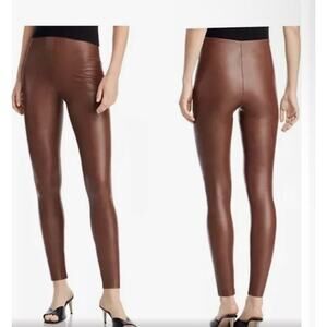 Aqua Women's High Waist Faux Leather Leggings New with Tags Size S Color Saddle